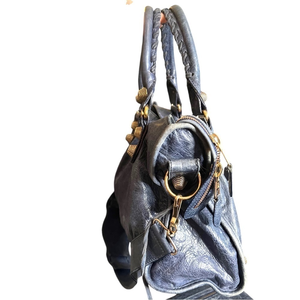 BALENCIAGA Moto Le City Giant Blue 
Lambskin Leather Handbag &  Wallet - Picture 4 of 17